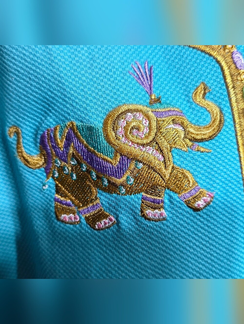 Vintage Bob Mackie Wearable Art Turquoise Elephant Embroidered Jacket - Picture 6 of 16